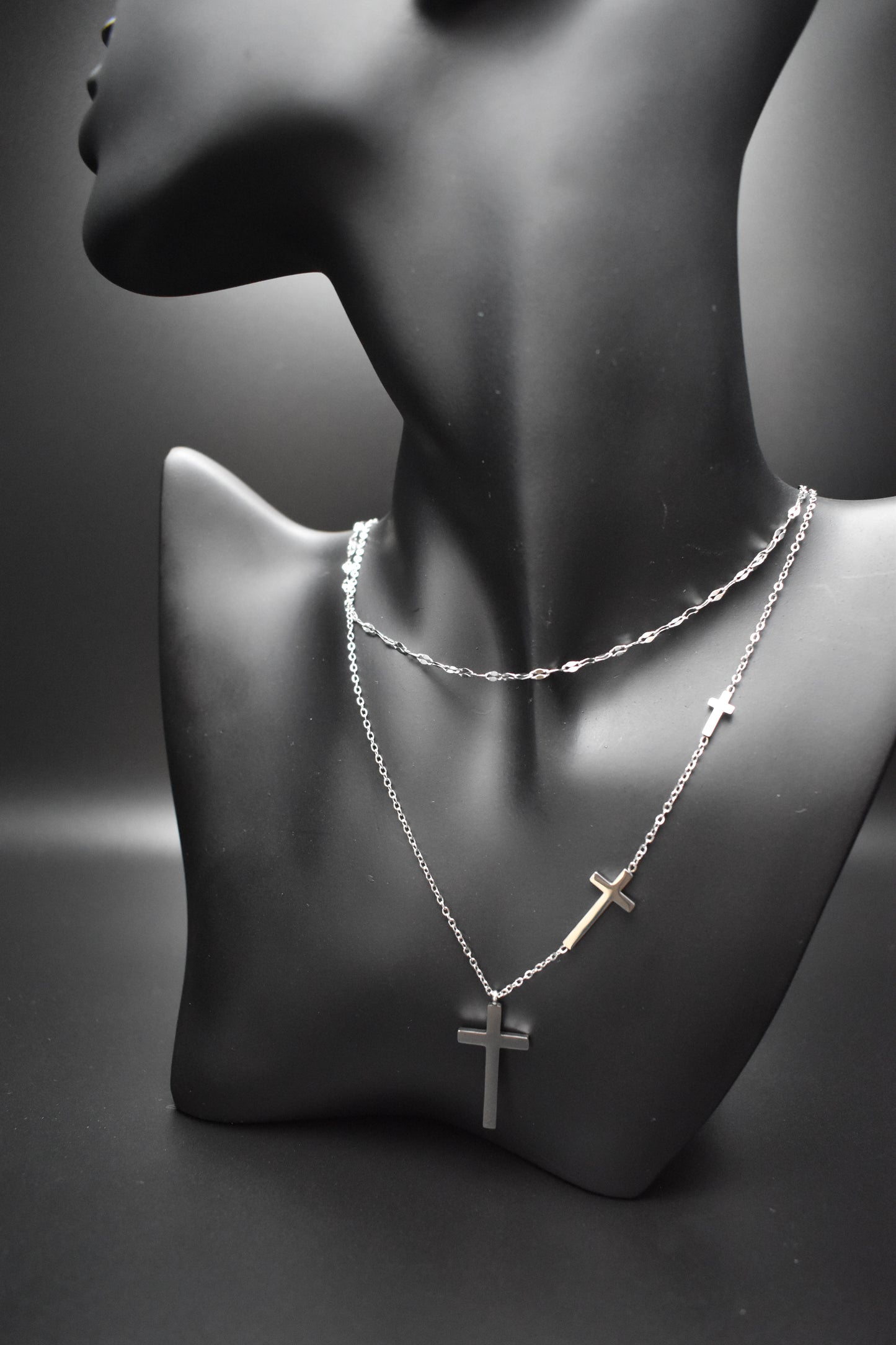 Three Crosses Necklace SIlver