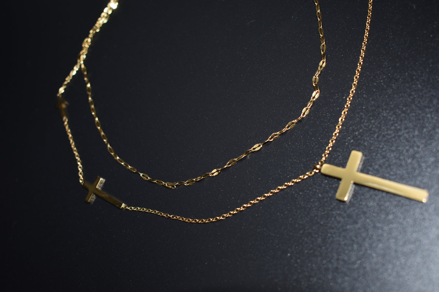 Three Crosses Necklace Gold