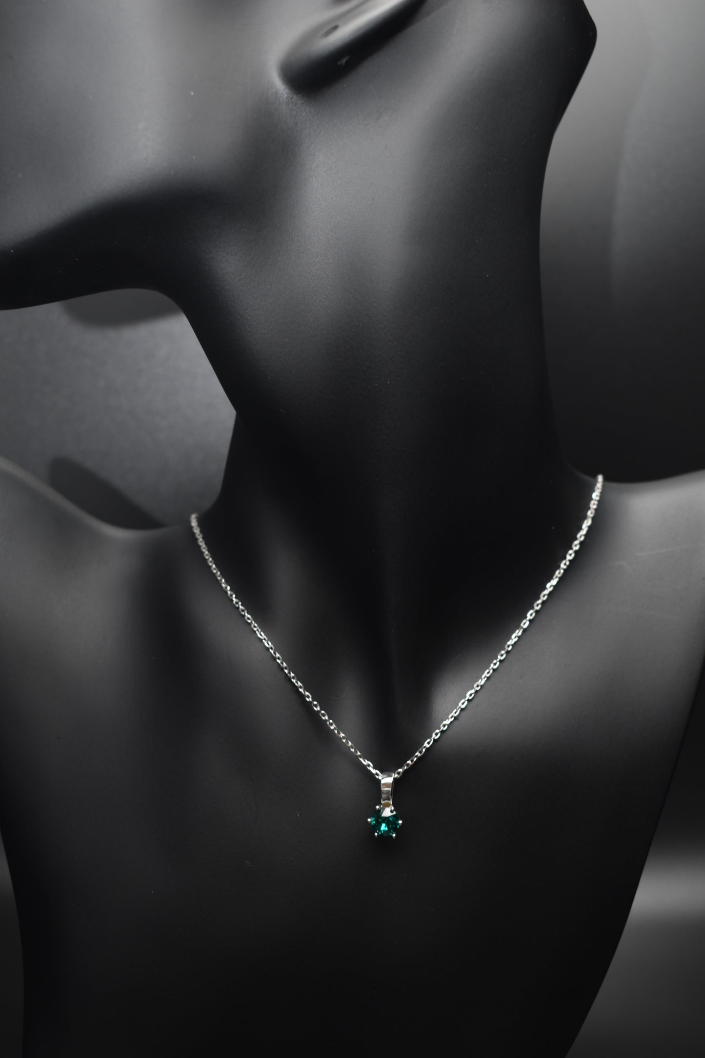 Green Crystal Silver Necklace
