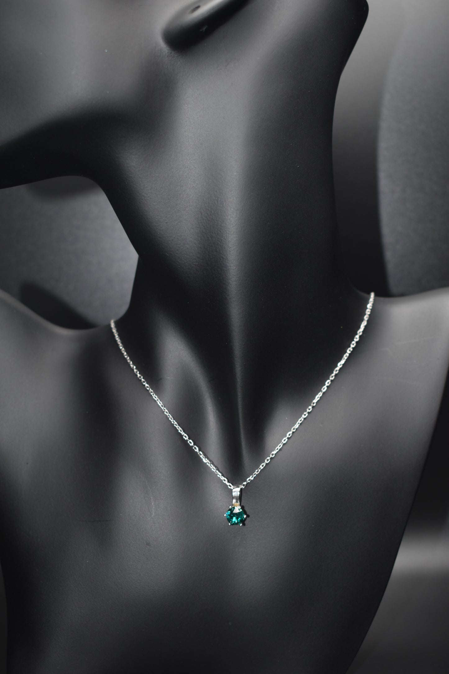 Green Crystal Silver Necklace