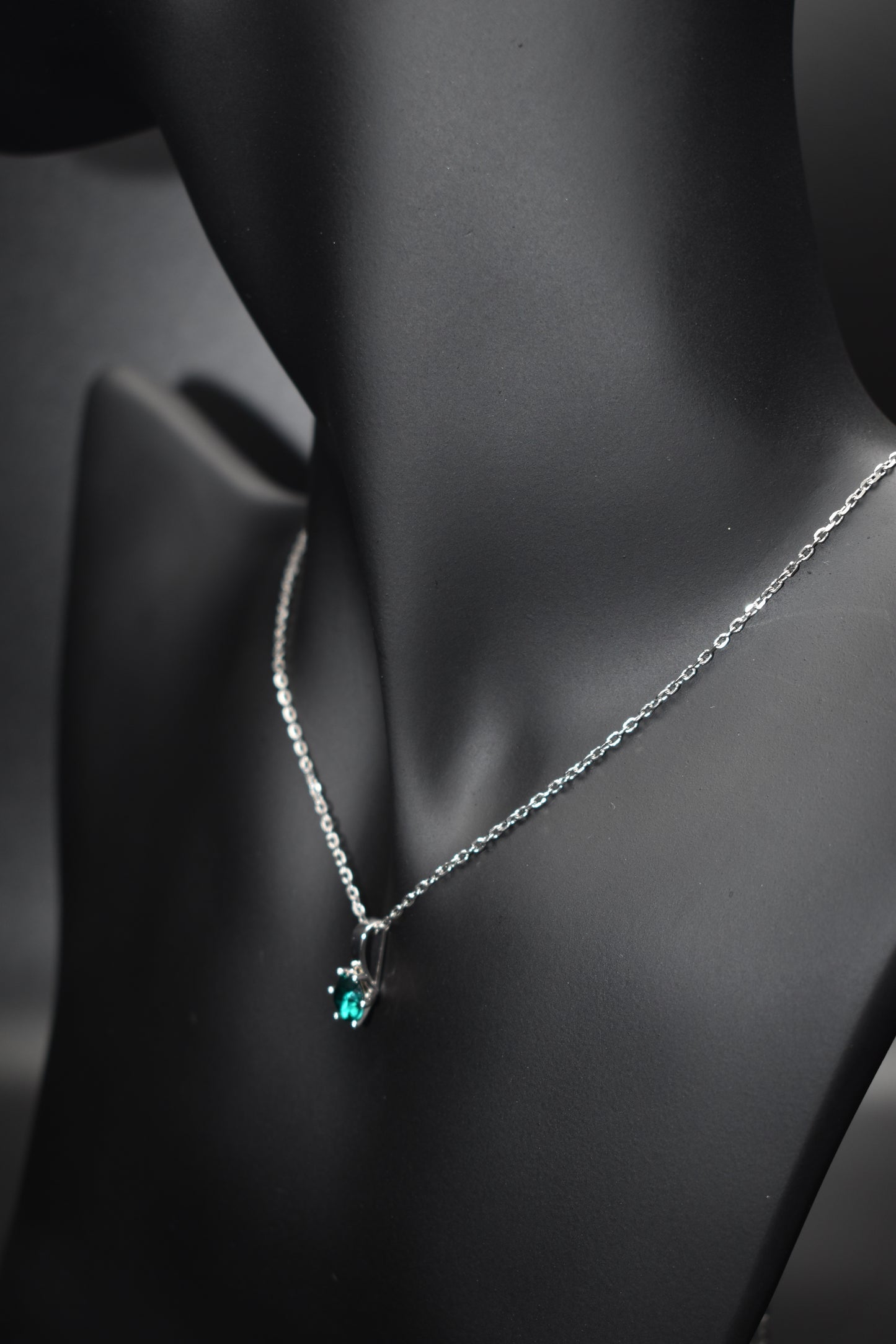 Green Crystal Silver Necklace