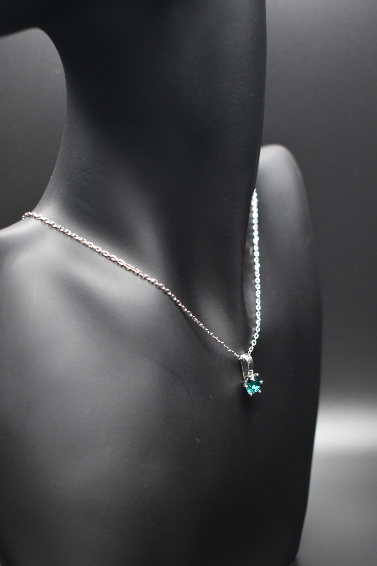 Green Crystal Silver Necklace