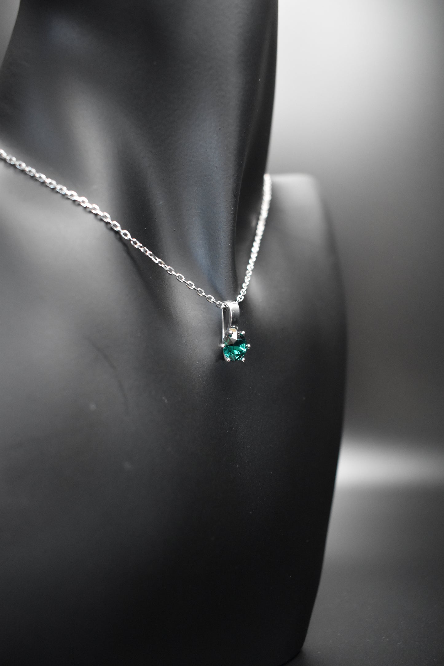 Green Crystal Silver Necklace