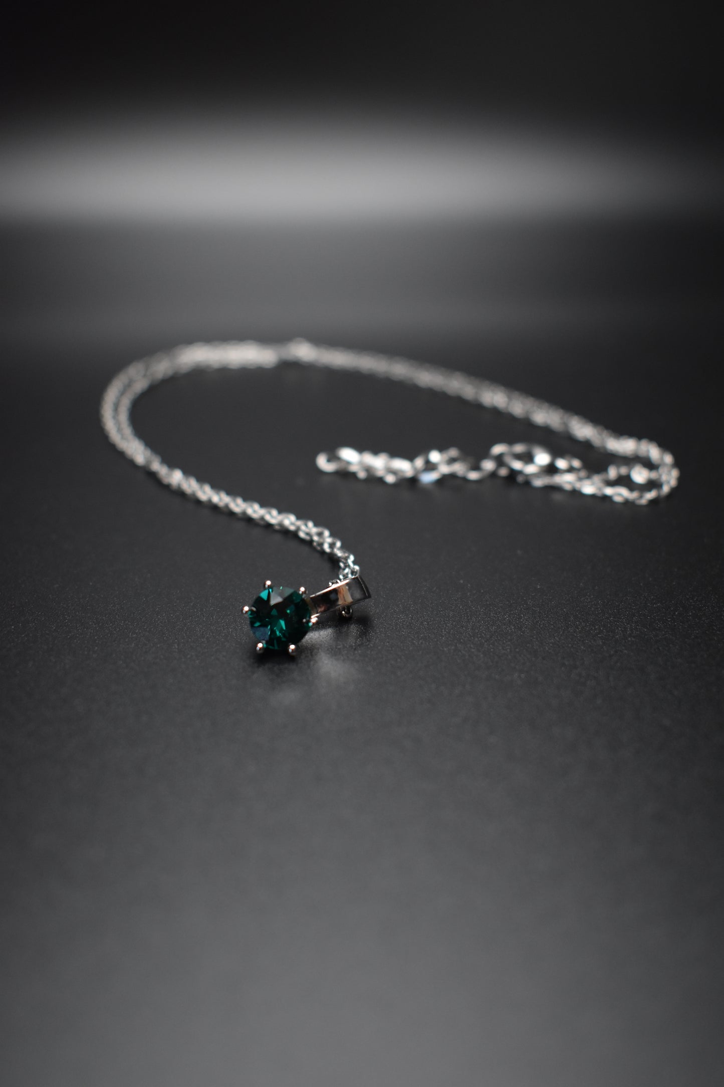 Green Crystal Silver Necklace