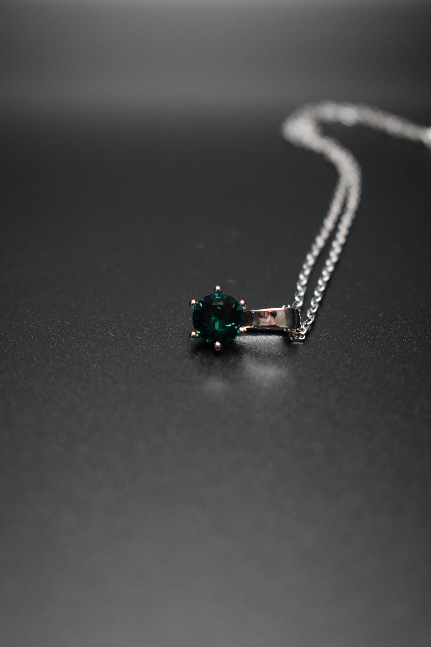 Green Crystal Silver Necklace