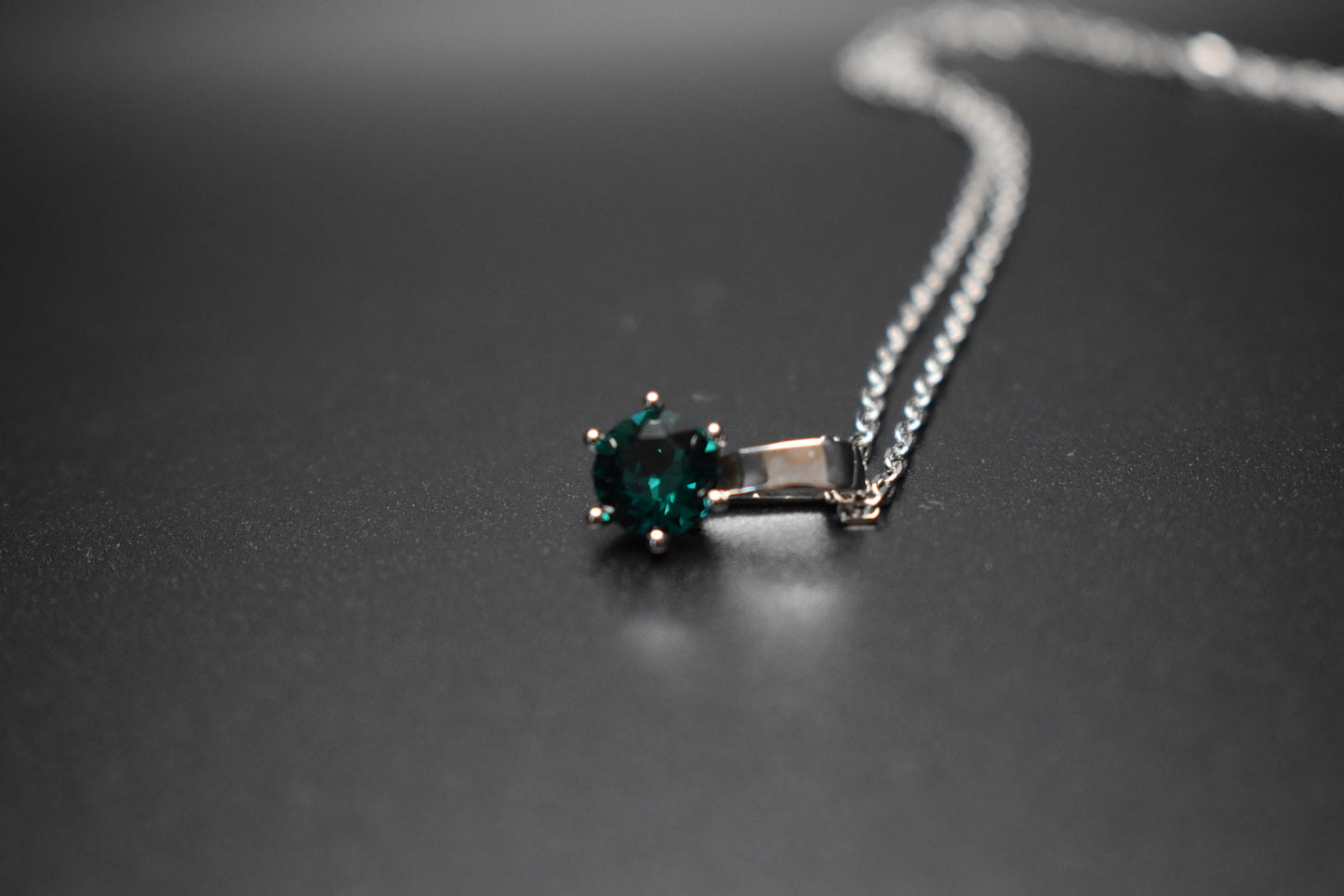 Green Crystal Silver Necklace