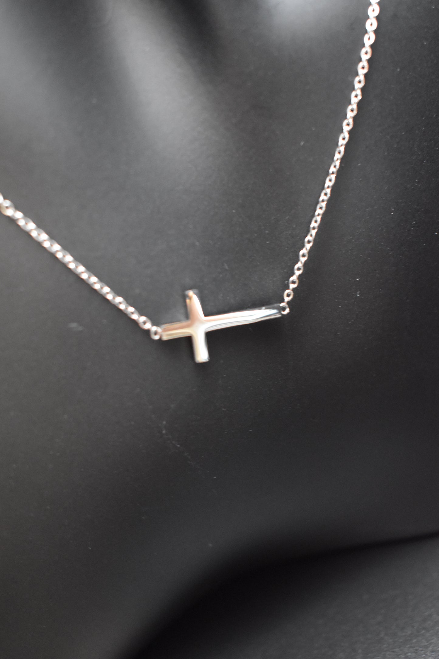 Silver Sideways Cross Necklace