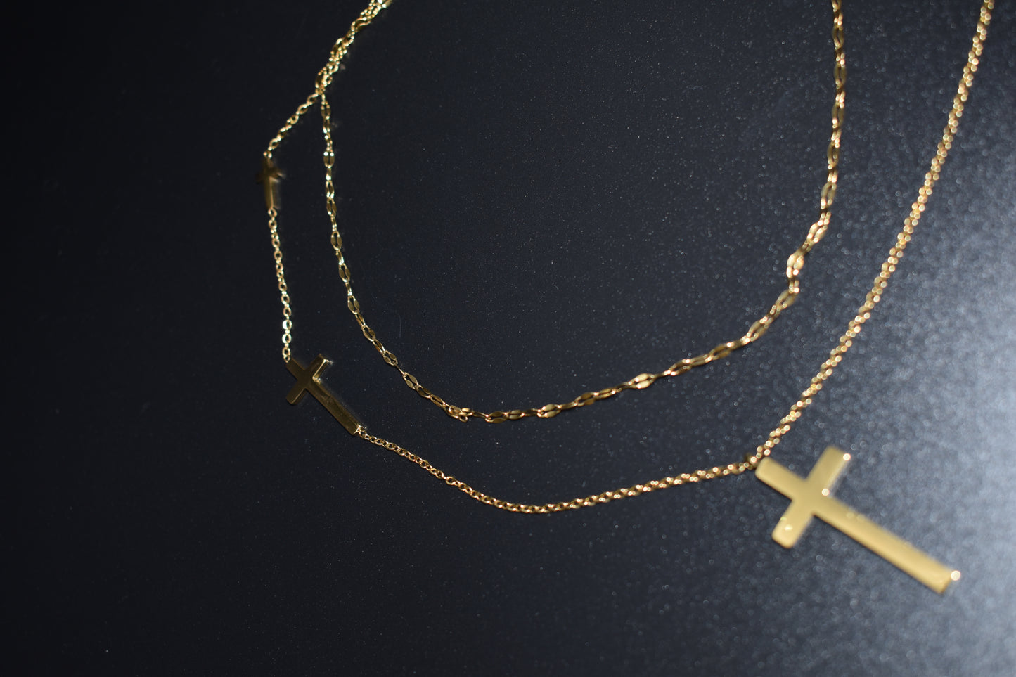 Three Crosses Necklace Gold